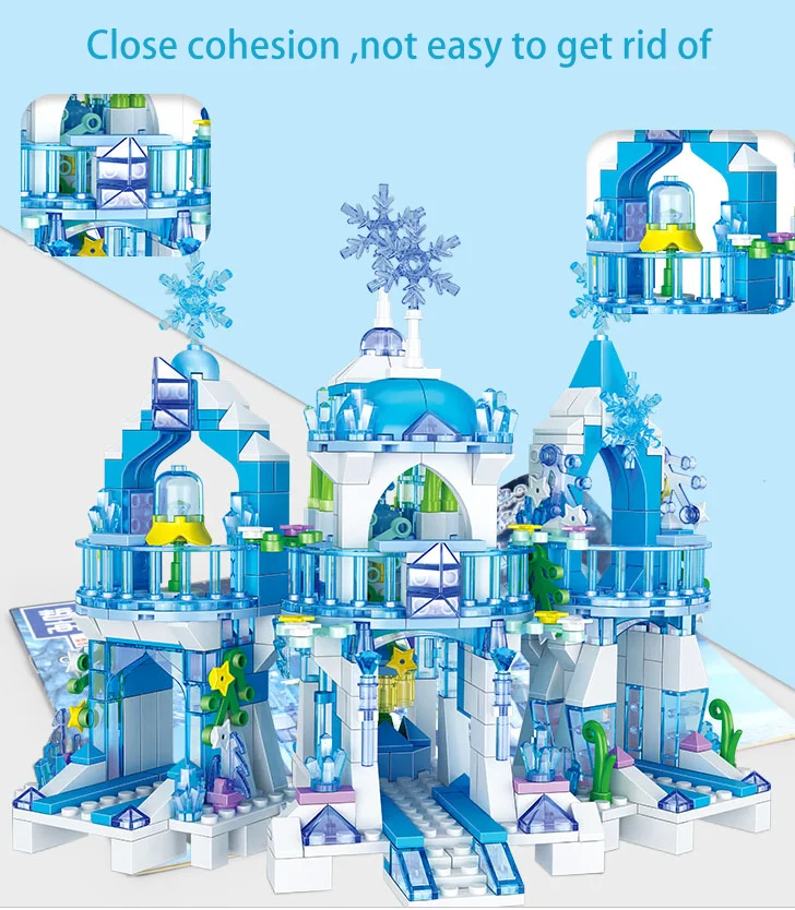 463 шт. Детский конструктор Ледяной замок|Игрушечные кубики| |