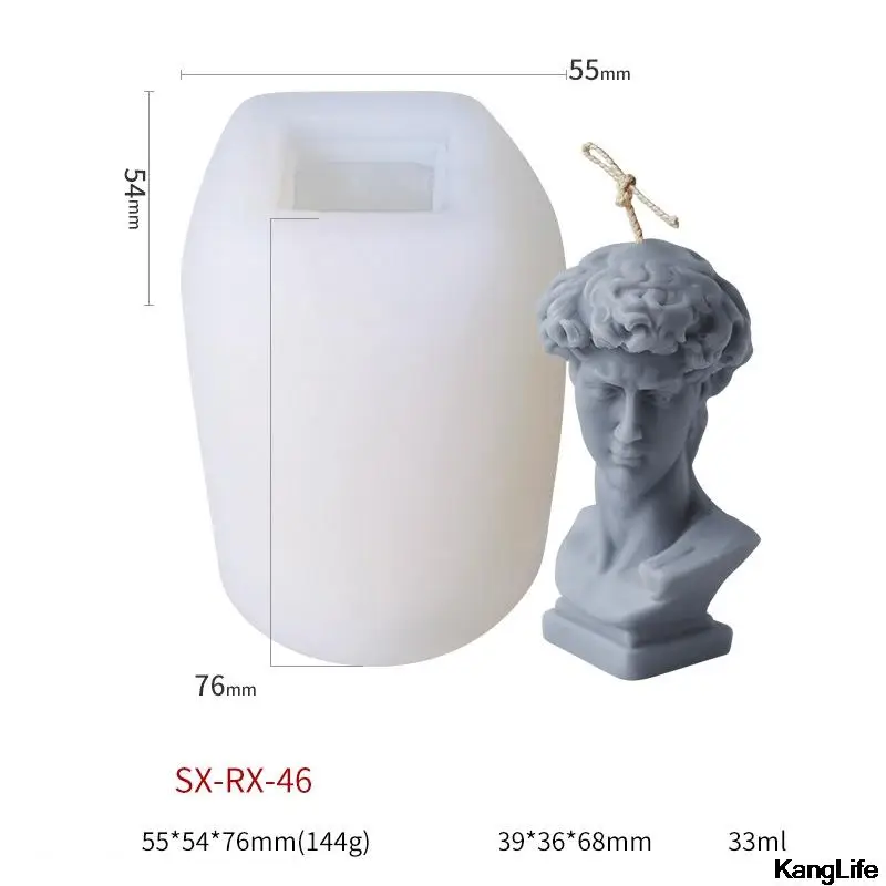 3D формочка в виде головы Давида для свечей силиконовый художественный