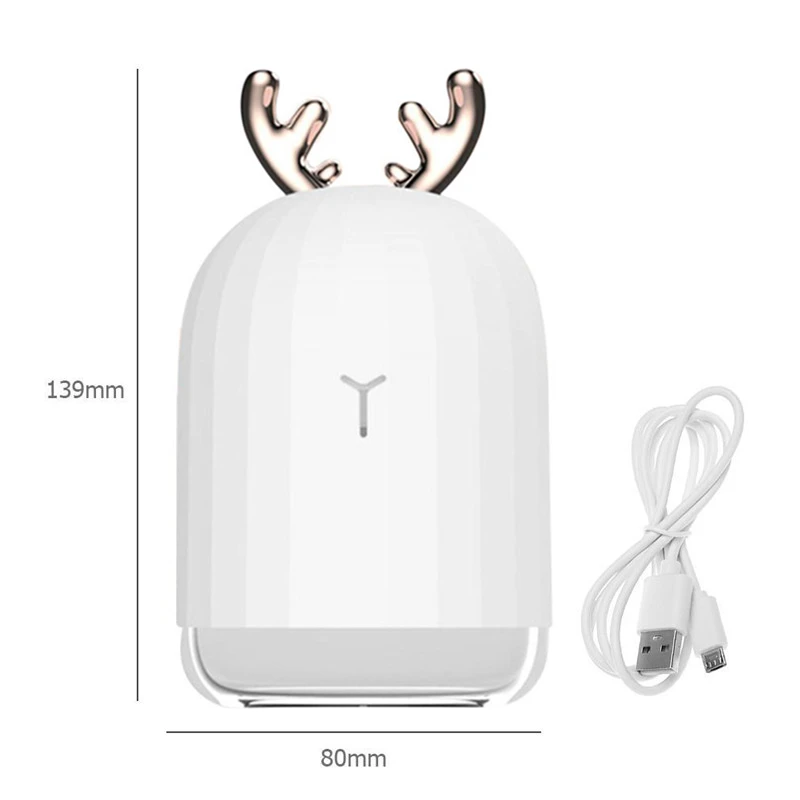 Deer SEAAN, 220 мл, мини-ладан, милый Ночной светильник, USB, туман, настольный, бесшумный, милый, дьявол, увлажнитель воздуха для дома, автомобиля - Цвет: Deer