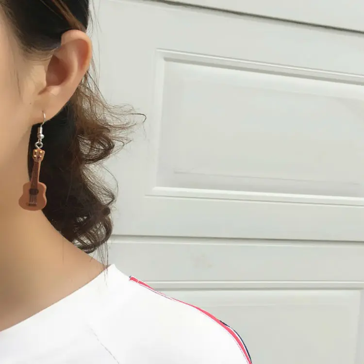 Модные музыкальные Музыкальные инструменты гитара серьги для женщин и девочек