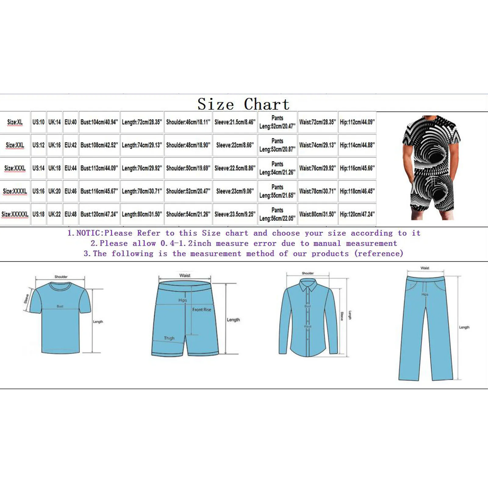 

T Shirt Set For Men Summer Short Sleeve Round Collar Casual Sportswear Patternt-shirts Set Man Summer New Geomet T Shirt Sets