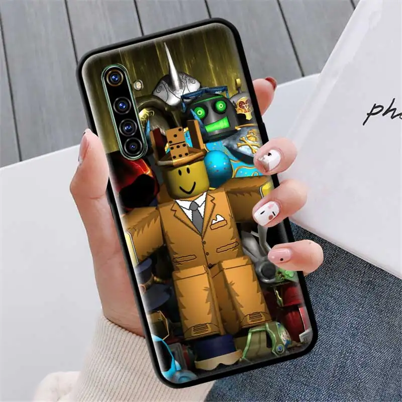 

Robloxes Game Cute Cartoon Case For Realme 6 5 C3 XT 7 X50 Pro C11 C15 7i C15 6Pro Bolso Black Silicone Phone Coque Couvre Sac