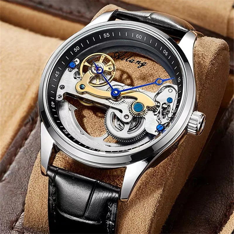 AILANG Mens Skeleton Mechanical Watches Top Brand Luxury Steampunk Transparent Hollow Automatic Watch Relogio Masculino 8625