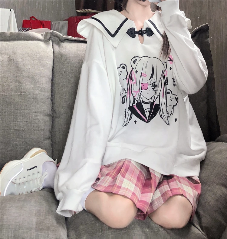 Японский в студенческом стиле с матросским воротником Рубашка длинными рукавами