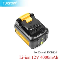turpow 12v 4000mah li ion replacement battery for dewalt dcb120 dcb121 dcb123 dcb125 dcd710 dcf813 dcf815 power tool battery