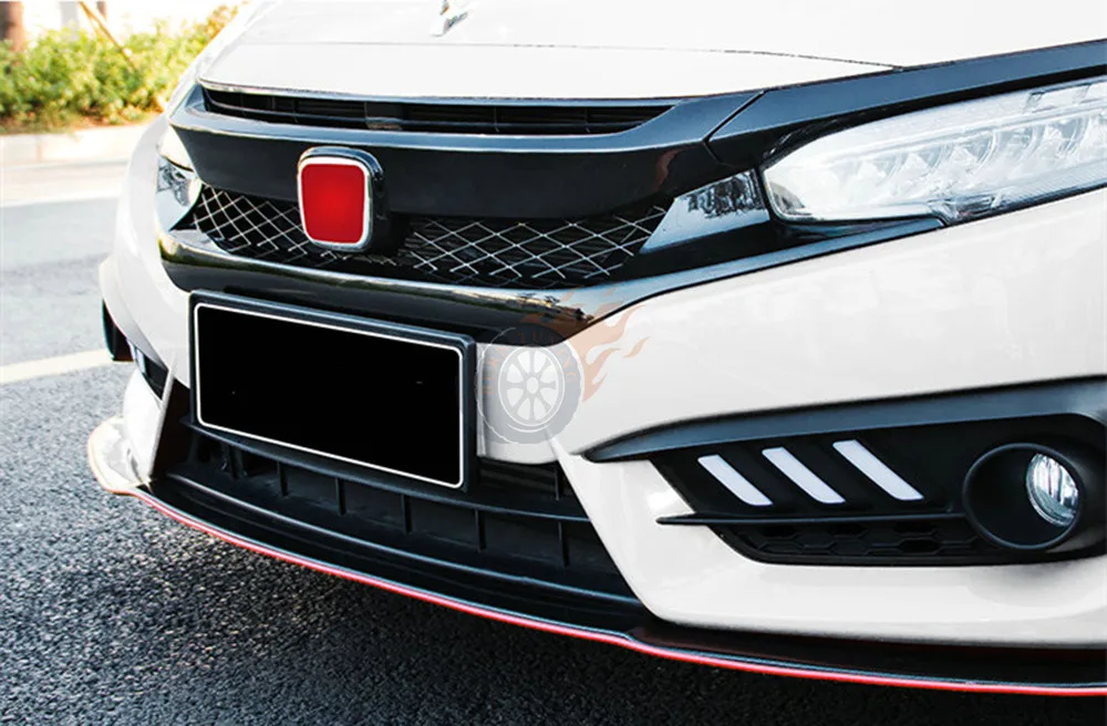 Глянцевая черная ячеистая сетка R Тип Гриль для Honda Civic 10th Gen- передний бампер ABS гоночные решетки запчасти для автомобилей