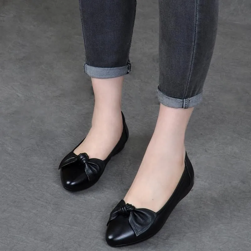 

Women Classic High Quality Black Bow Tie Pointed Toe Spring Slip on Flat Loafers Lady Casual Red Summer Office Flats Shoes B9193