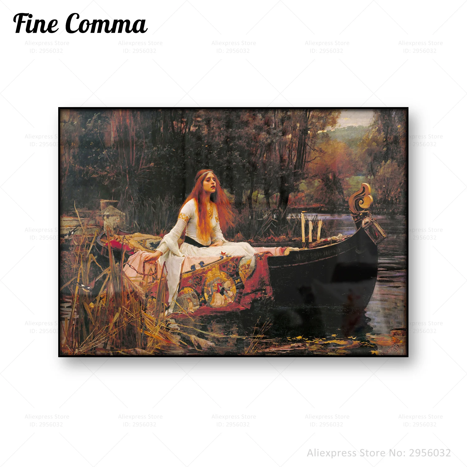 

Vintage Painting Poster The Lady of Shalott John William Waterhouse Arthurian Painting Wall Art Canvas Print Picture Home Decor