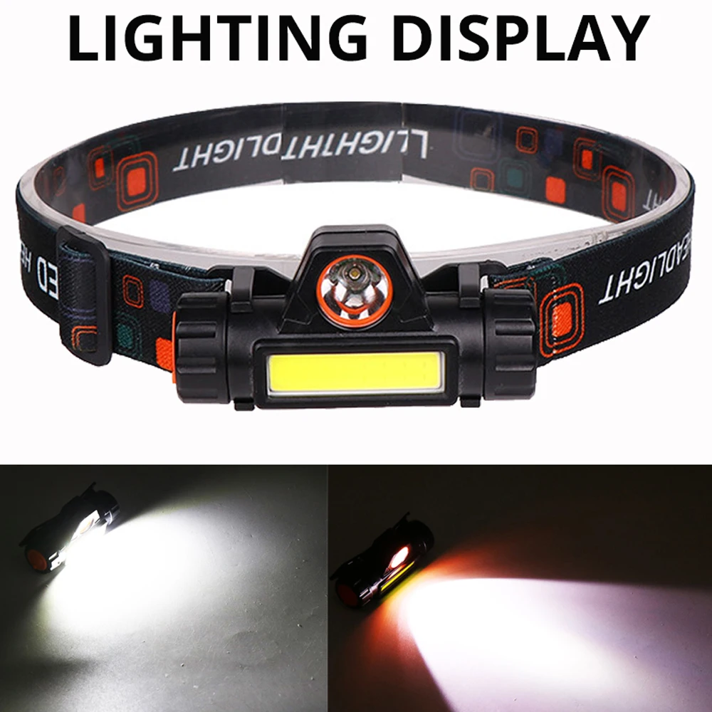 Портативный Миниатюрный налобный фонарь COB Светодиодный 1 * Встроенный