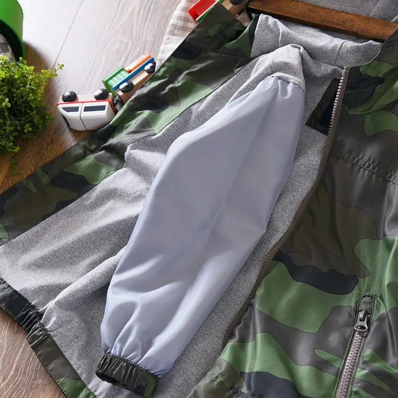

boys hooded jacket spring and autumn 2021 new zipper jacket camouflage P4445