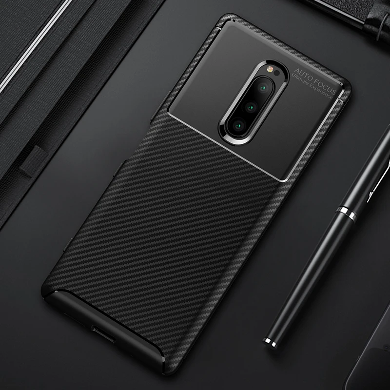 Carbon Fiber Shockproof Soft Silicon TPU Case For Sony Xperia 1 10 Plus 20 XZ3 XA2+ XZ2 Compact XA2 XA3 XZ4 Mini Premium Cover |