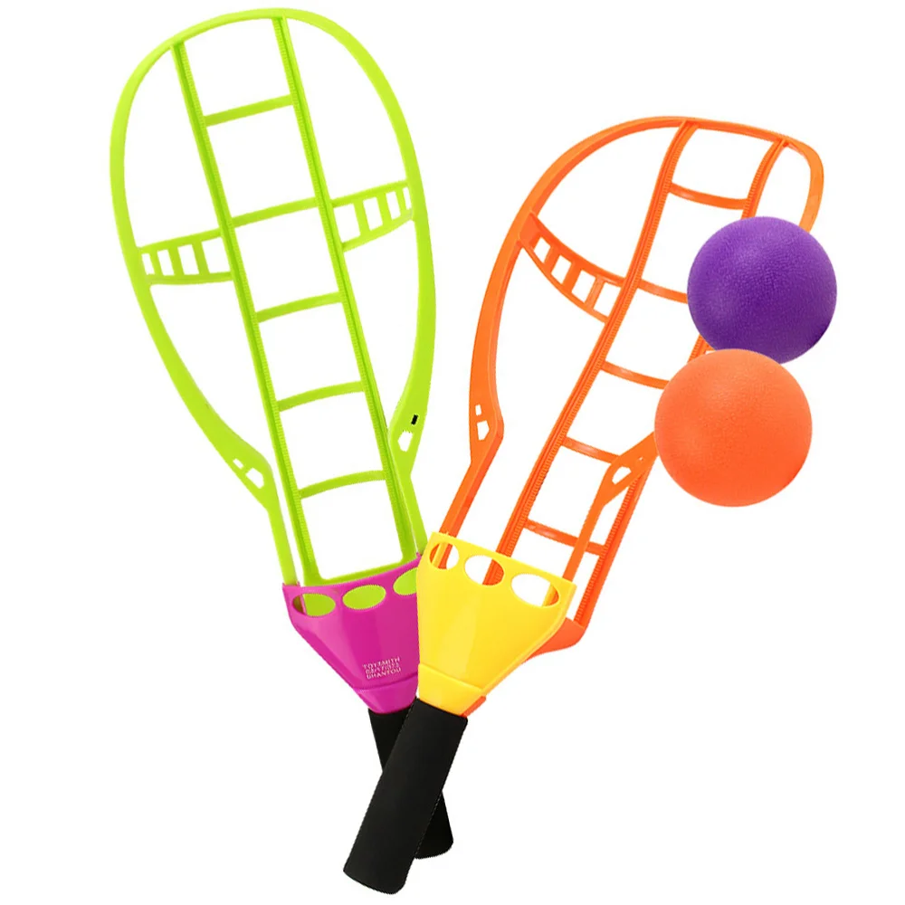 

1 Set Launch and Catch Game Set Toss Children Outdoor Garden Backyard Playing Activity Supplies (2pcs Rackets + 2p