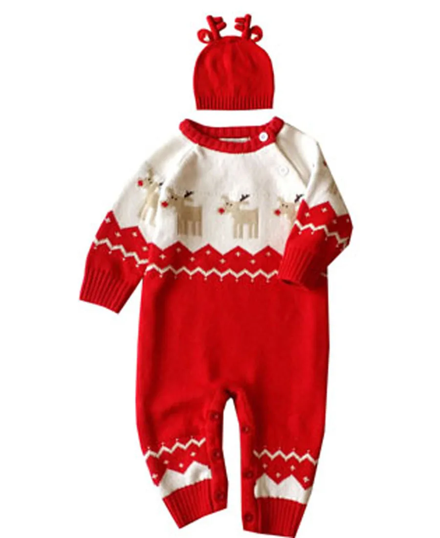 

Thicken Girls Baby Romper Baby Boy Clothes Autumn Winter Cotton Knitted Rompers Hats for Newborns Baby Clothing Infant Jumpsuit