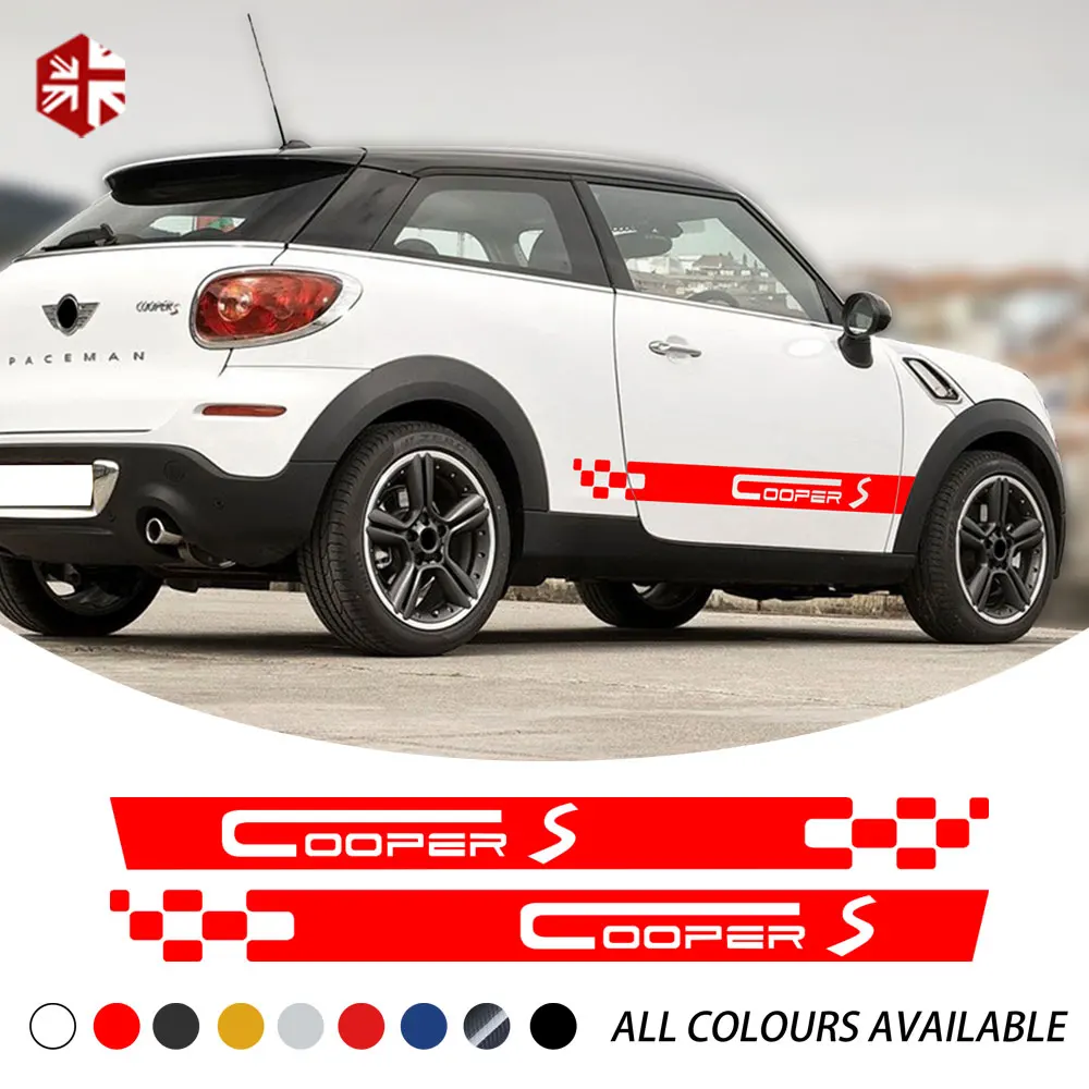 

2 Pcs Car Door Side Stripes Sticker Racing Stripes Body Decor Vinyl Decal For MINI Cooper Paceman R61 JCW One Accessories
