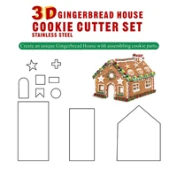 10pcsset christmas cookie cutters kit diy 3d mini gingerbread house shape mold kitchen baking biscuit fondant decorating tool