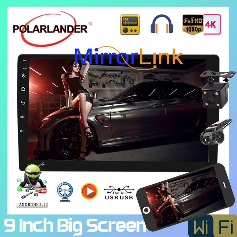 

9 Inch Android 8.1 Car Radio 2 Din Quad Core Car Radio Universal GPS Navigation Amplifier Bluetooth Screen-Touch WIFI