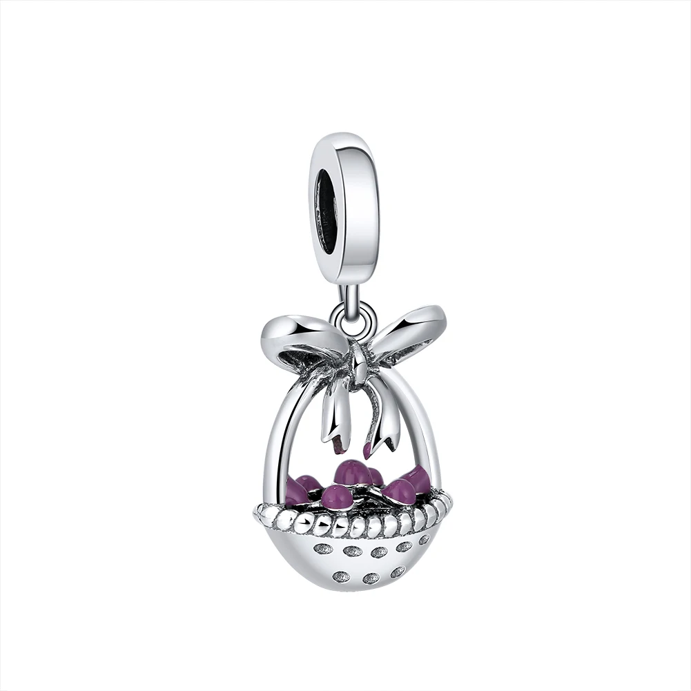 

Youe Shone Fine Fashion Jewelry Fruit Basket Enamel Charms 925 Sterling Silver Designer Charm for DIY Bracelet Necklace Original