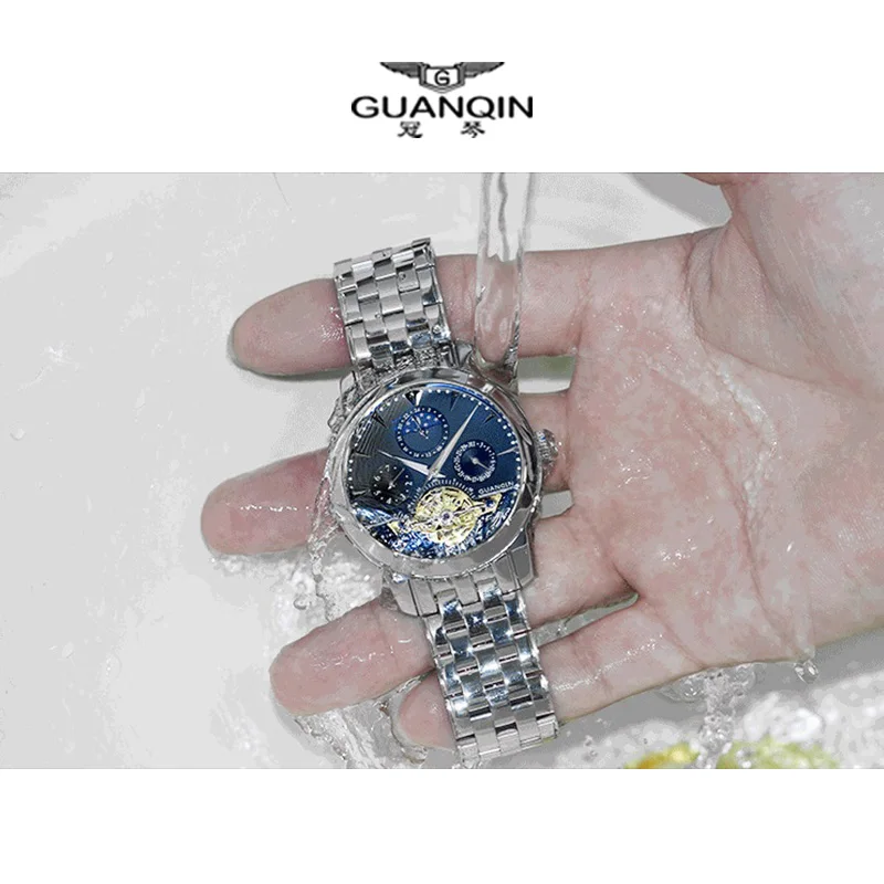 GUANQIN High quality Tourbillon watches luxury men mechanical sapphire Automatic Waterproof 100m A | Наручные часы