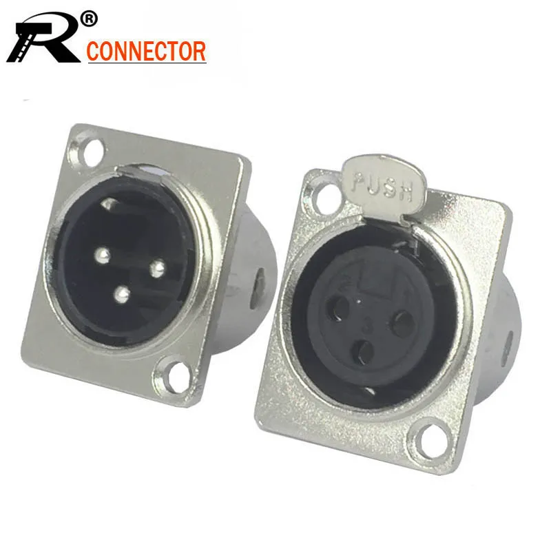 10 шт./лот XLR разъем 3 Pin Мужской/Женский XLR Панель Крепление никелированный XLR штекер Jack провода разъем