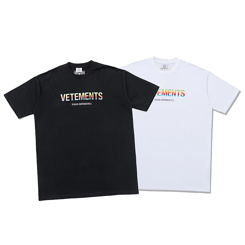 

22SS Color Small Logo Printing Vetements T Shirt Men Women EU Size 100% Cotton Vetements Top Tees Casual Summer Demon Slayer
