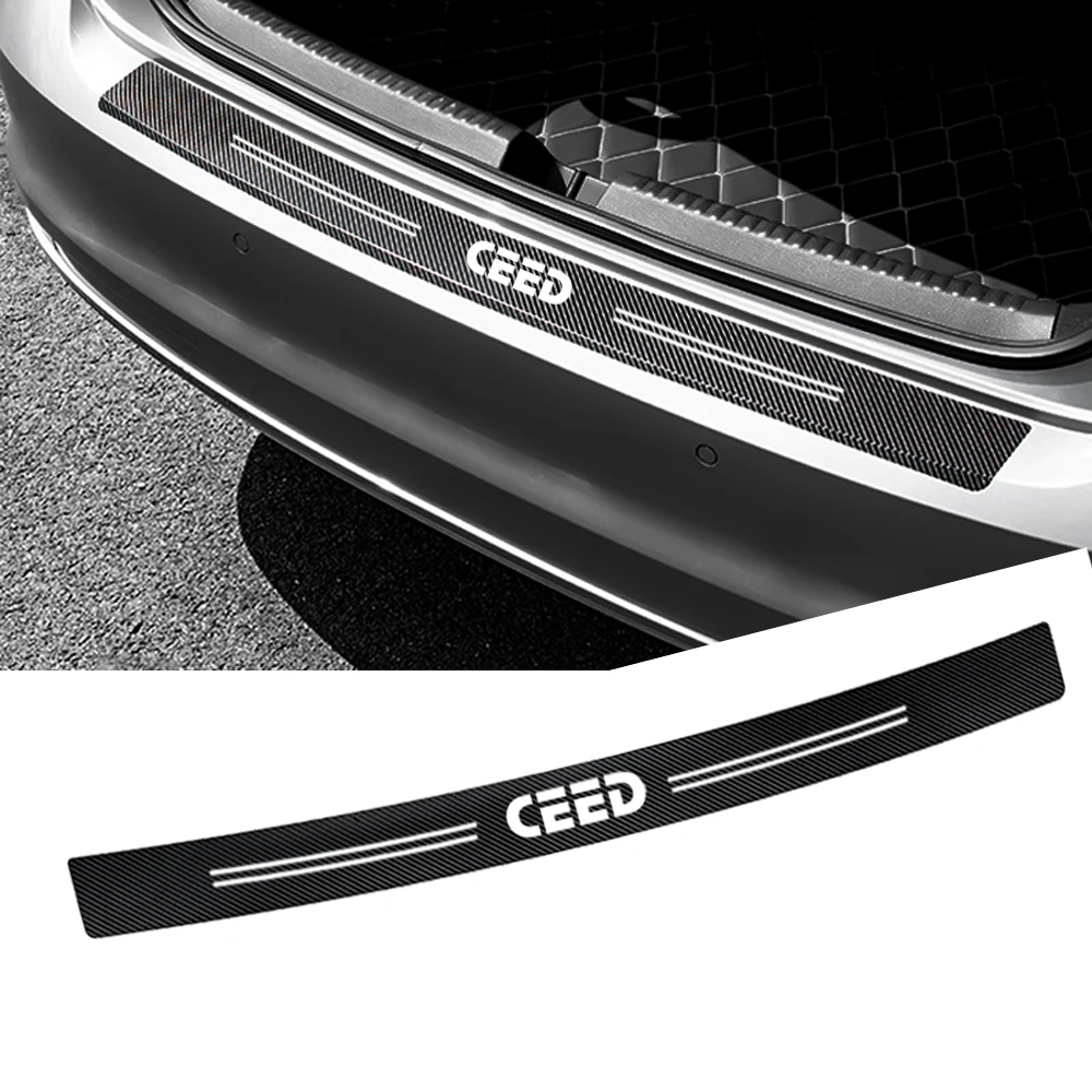 Автомобильный задний бампер багажника из углеродного волокна защитные Стикеры