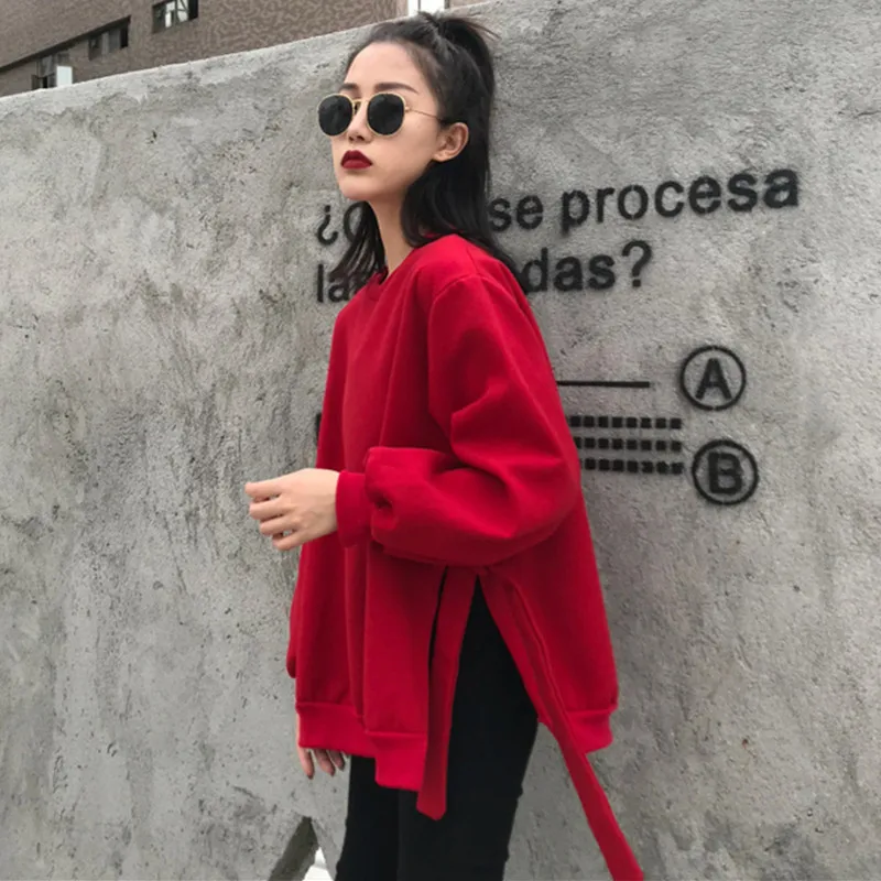 Женские толстовки Ulzzang пуловеры однотонные для отдыха универсальные плотные