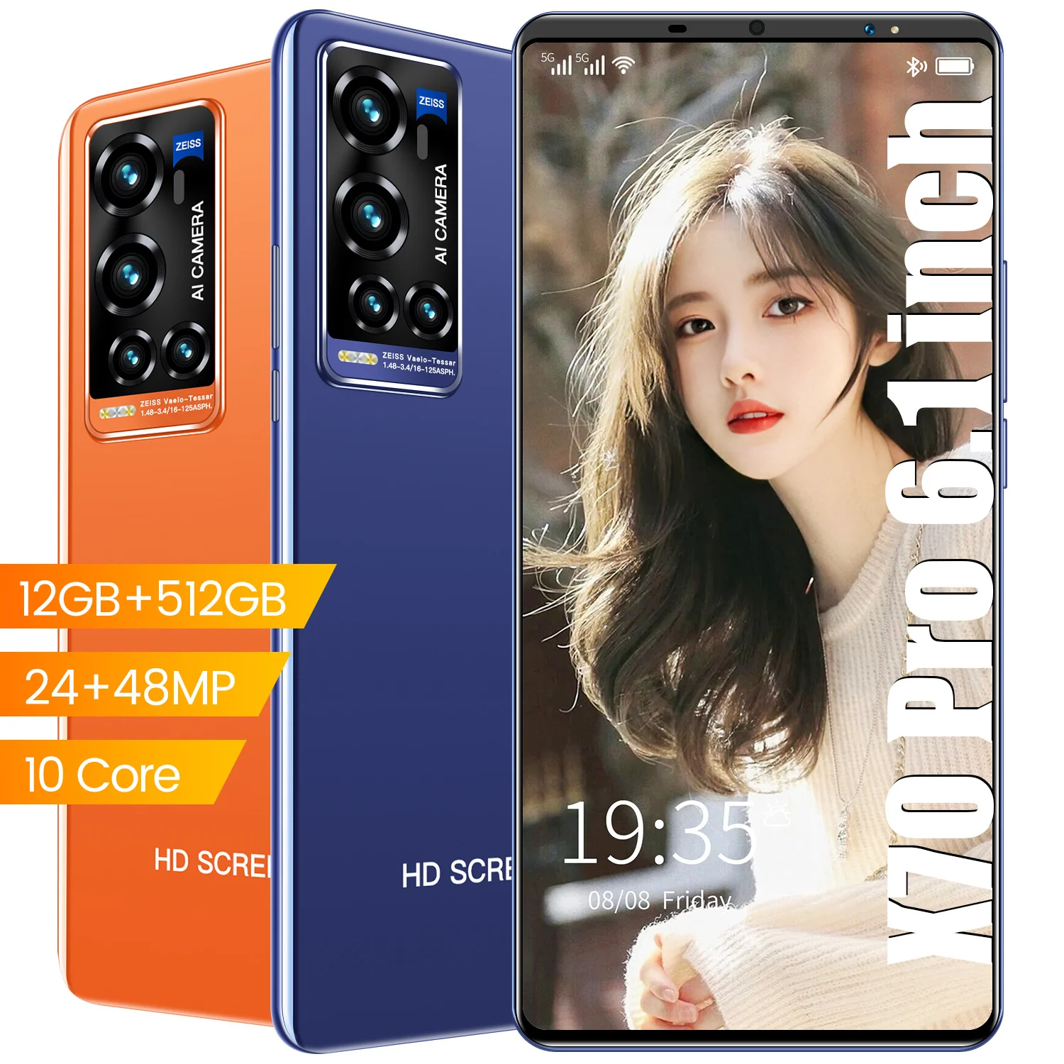 

Разблокированный смартфон X70 Pro, 12 Гб ОЗУ 512 Гб ПЗУ, двойная SIM-карта, Android 10, десятиядерный MTK6595, 24 Мп + 48 МП, мобильные телефоны GPS