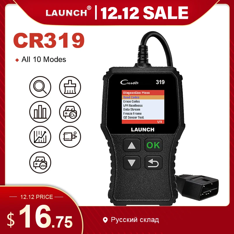 Launch X431 Creader 319 CR319 автоматический считыватель кодов полный OBDII EOBD автомобильный диагностический инструмент OBD2 сканер как Creader 6001 CR3001