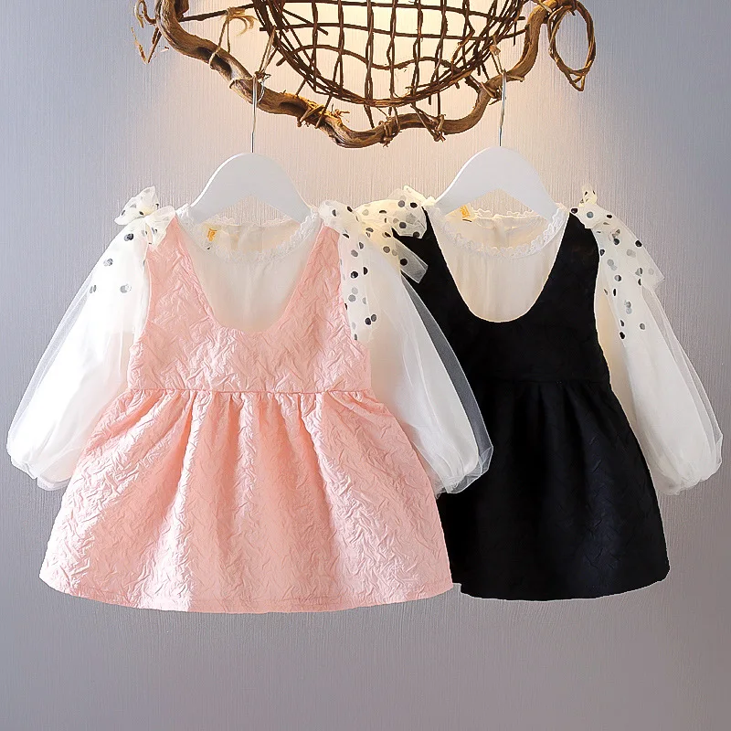

Girls Dress Spring 2021 New Children's Spring and Autumn Foreign Style Puff Sleeve Skirt Little Girl Skirt