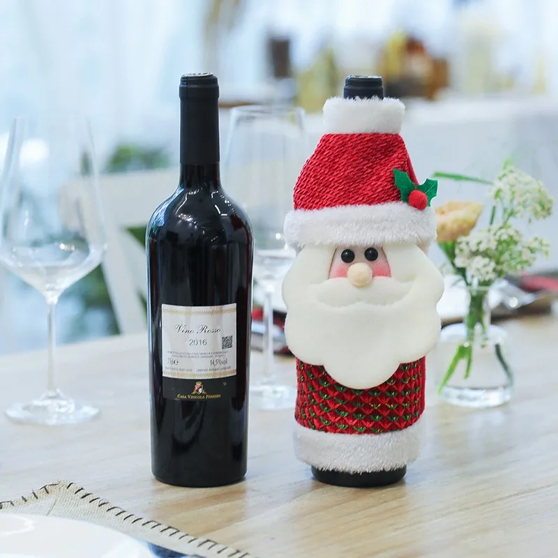Плюшевая крышка бутылки вина Рождество Санта Клаус/Снеговик/олень узор сумки