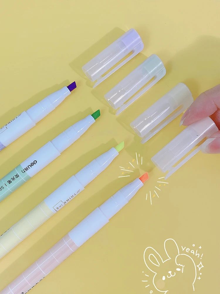 Deli Double-Headed Fluorescent Pen Marker Light Color Students Use Notes to Draw Key Marking Journal | Дом и сад