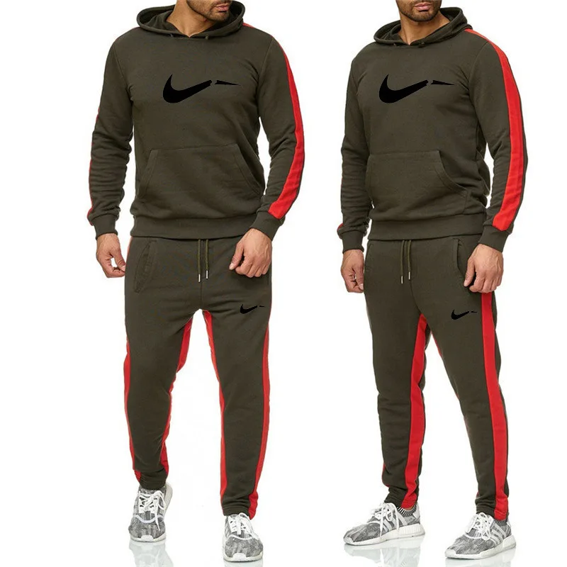 

2021 European and American men's casual sports suit casual hoodie popular logo men's hoodie