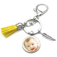 upgraded versionthe tassel key ring baby father and mother brothers feather sisters grandparents photo keychain custom jewelry