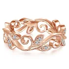 Женское кольцо с листьями Cirrus, кольцо с розовым, золотым и серебряным покрытием, вечерние кольца с цирконием, Acc
