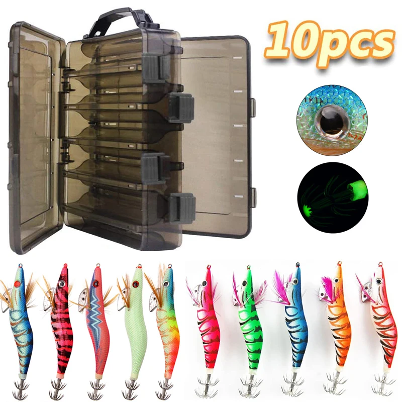 10 шт. приманка в виде кальмара бронзовых морских рыболовных крючков деревянная