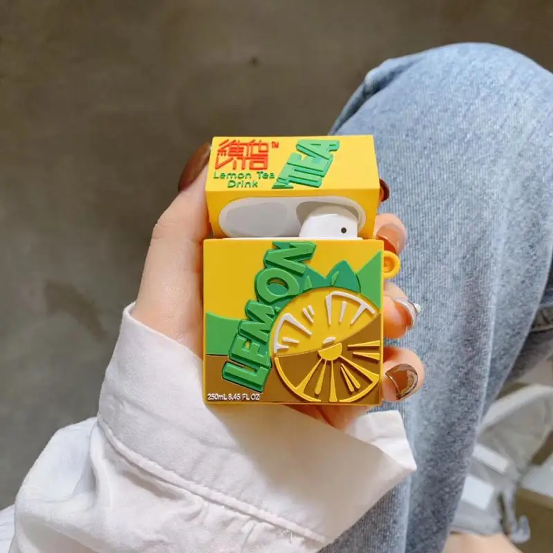 Зарядный чехол для apple Airpods 1/2 забавный Vitasoy лимонный чай напиток