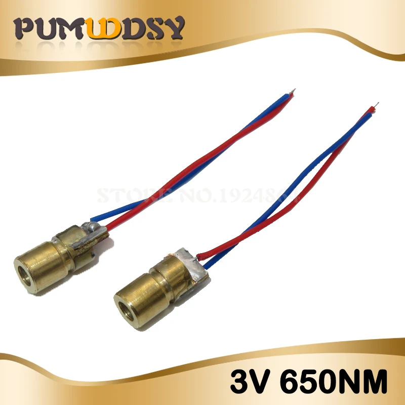 100 шт. 3 в 650нм 5 мВт Регулируемый лазерный точечный диодный модуль красная Медная