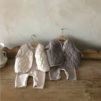 korean style autumn toddler baby girl clothes soft warm cotton vest winter thick waistcoat outwear kids boys casual jacket