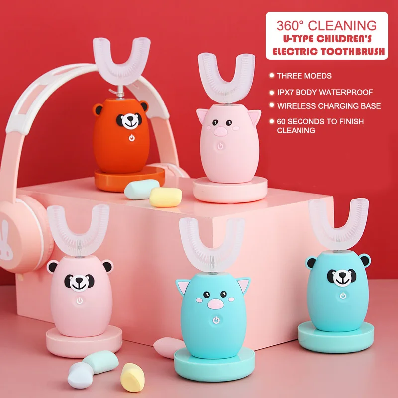 Электрическая зубная щетка U типа для взрослых водонепроницаемая ультразвуковая