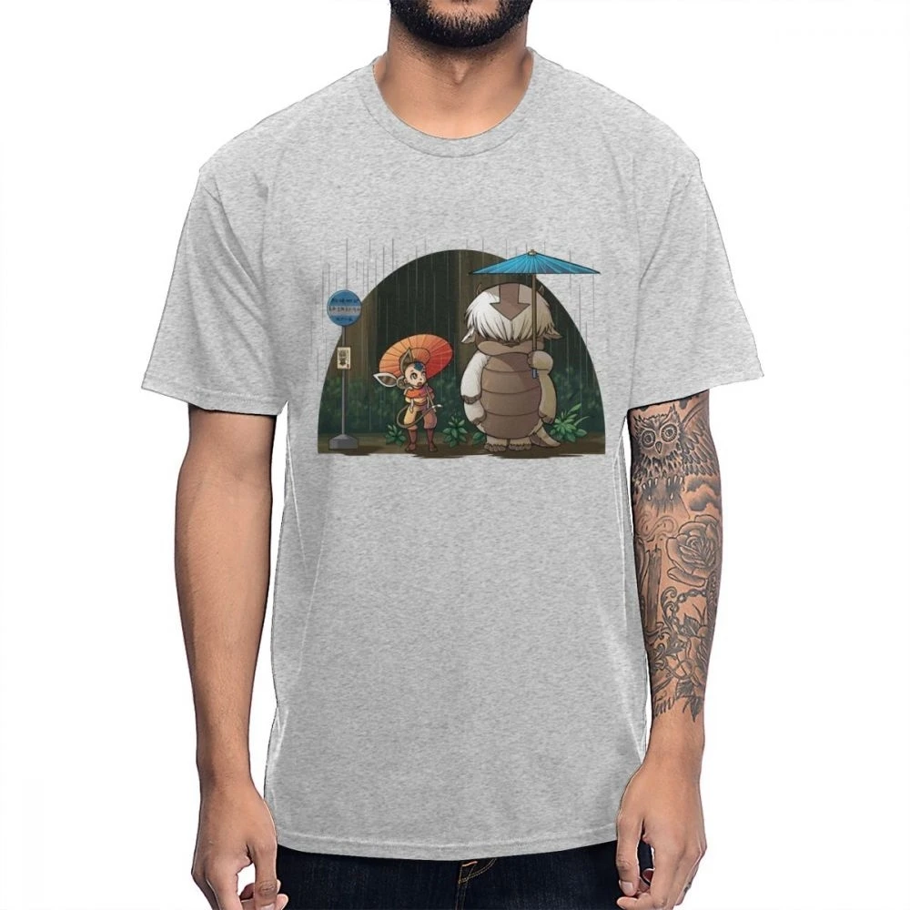 Топ здоровый Хлопок Классический круглый воротник Аватар Последний Airbender Aang Appa