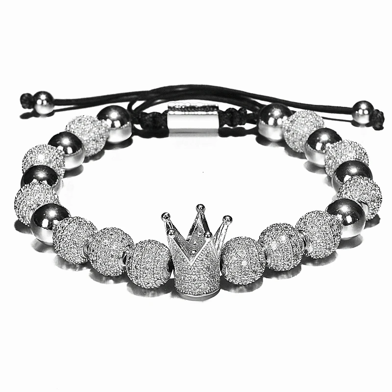 Роскошные браслеты мужские 8 мм Micro Pave CZ круглый плетеный макраме браслет Pulseira Feminina ювелирные изделия ручной работы для женщин подарок
