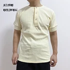 20S4 RockCanRoll, Азиатский размер 250GSM 8,5 oz, Повседневная футболка Хенли, хлопковая супергибкая футболка с вафельным узором