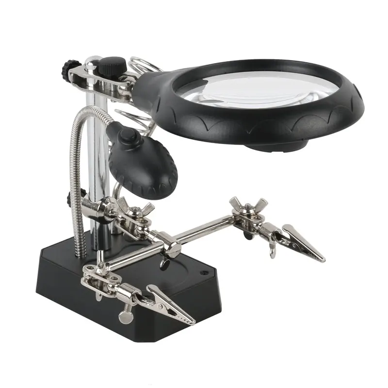 Увеличительное стекло с 5 светодиодный для сварки вспомогательная Лупа зажимом 3