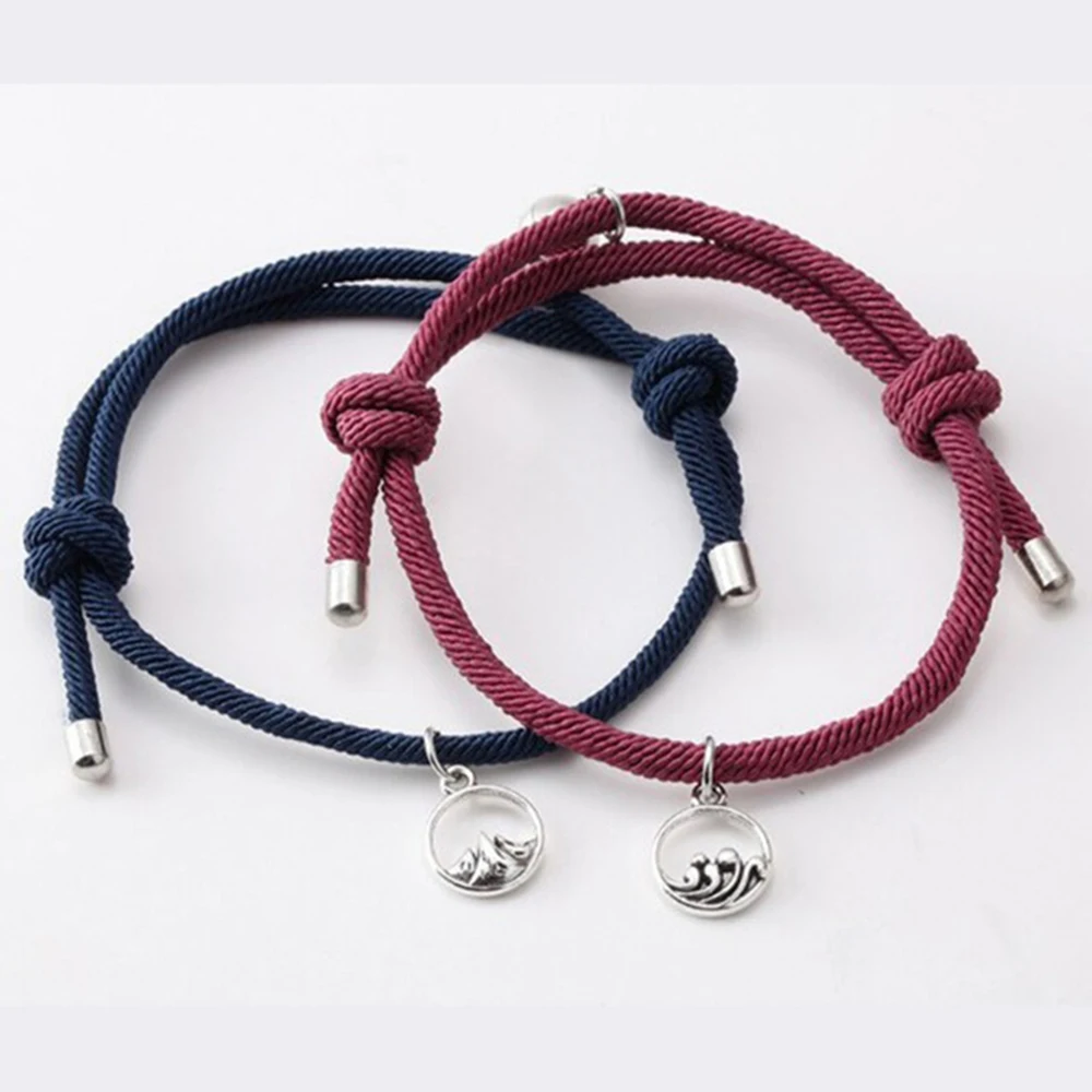 2 шт. Новый Плетеный веревочный браслет для пары магнитный на расстоянии любовь