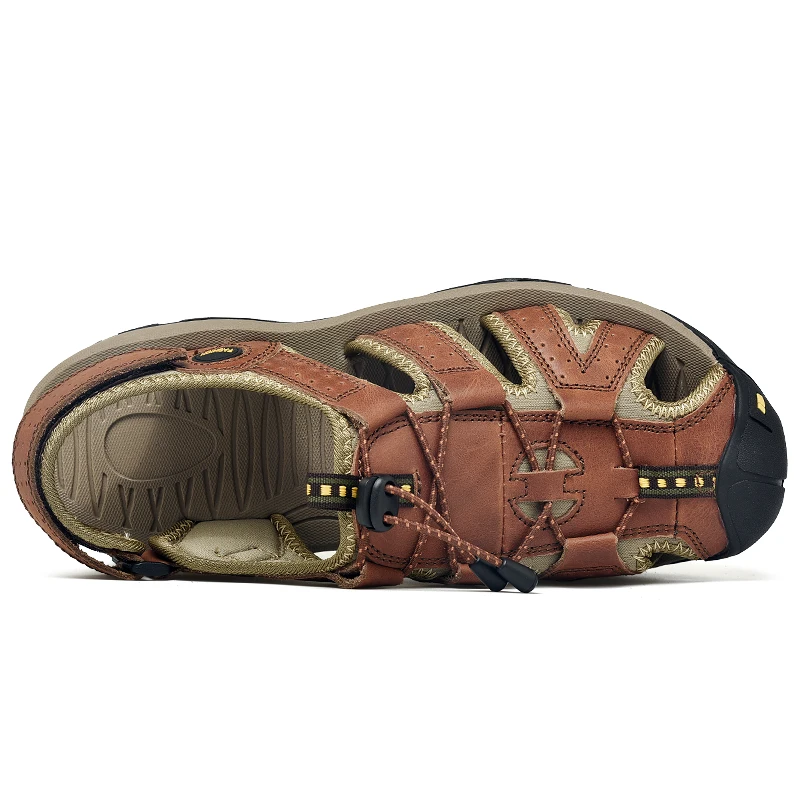 Мужские сандалии из натуральной кожи Большие размеры 38-48 Сандалии на шнуровке