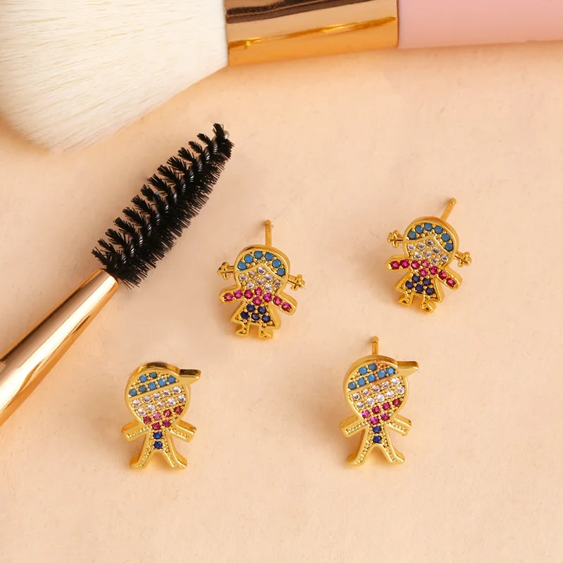 Милые корейские серьги гвоздики с кубическим цирконием для мальчиков и девочек