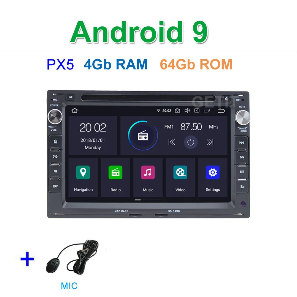 PX5 4G-RAM 64G-ROM DSP 64G PX6 Android 9 автомобильный dvd-плеер для VW/Volkswagen/GOLF/POLO/TRANSPORTER/Passat b5 Автомобильный мультимедийный Радио Видео плеер gps - Цвет: PX5 4G-RAM 64G-ROM