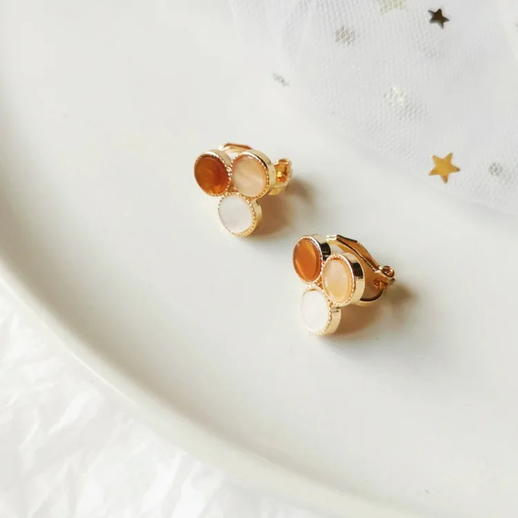 Clip Earrings Coffee Многофункциональный Круглый милый без необходимости прокола серьги повседневные забавные серьги ювелирные изделия из Болгарии для Для женщин - Окраска металла: Clip Earrings Coffee