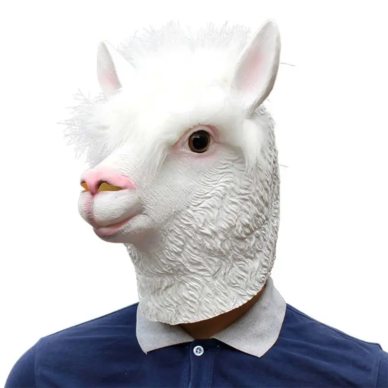 

Halloween Theme Party Headgear Funny Husky Alpaca Latex Mask Masquerade Cosplay Face Mask Bar Role Play Performance Prop