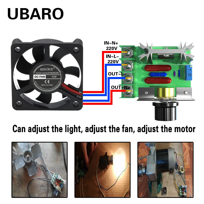 UBARO 2000 Вт тиристорный регулятор напряжения контроллер скорости двигателя